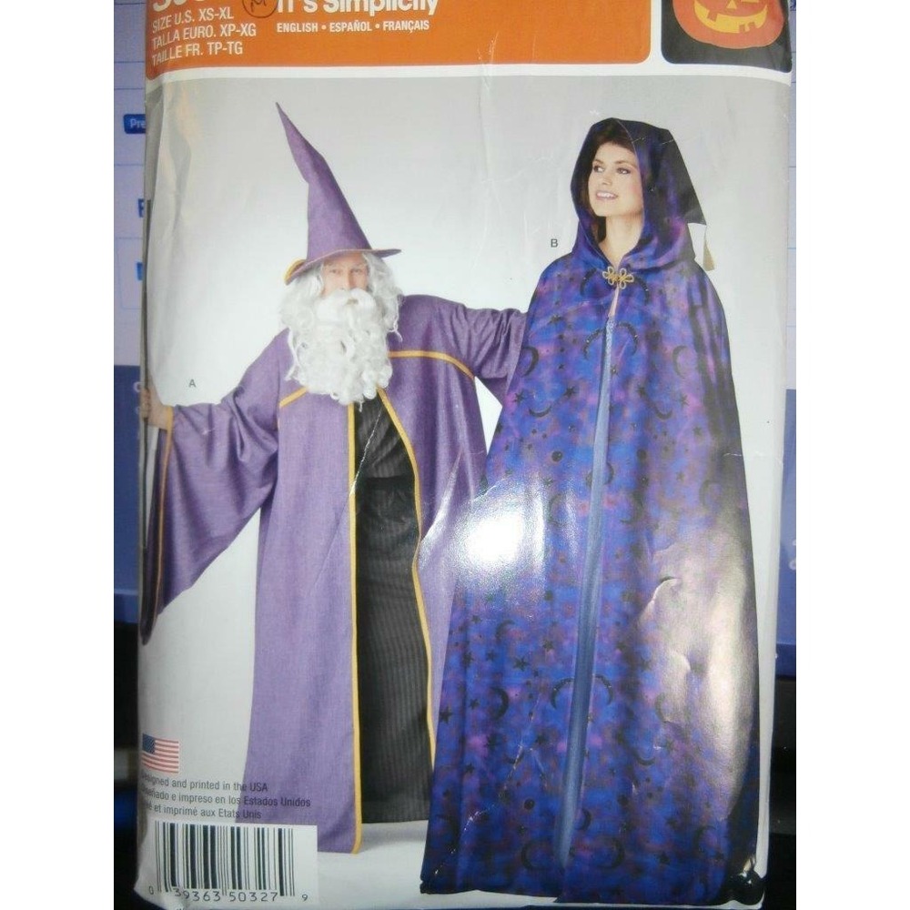 Simplicity Sewing Pattern S0327 Adult Costumes Capes Robes XS S M